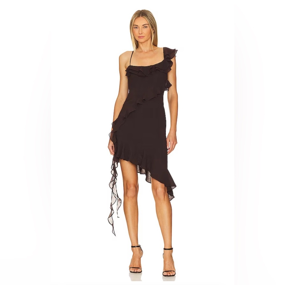 LPA Asymmetrical Black Ruffle Dress size XS